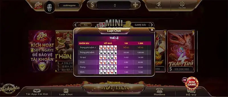 Tham gia Mini Poker tại Sunwin đầy thú vị